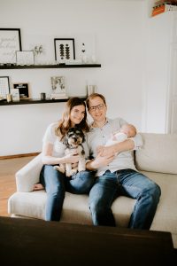 Newborn photo with dog