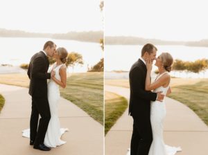 couple posing for photos at their Innsbrook resort wedding