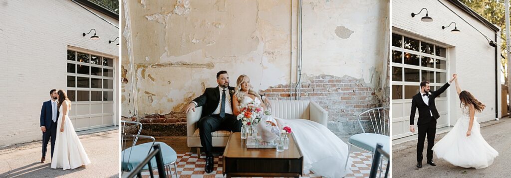 A collage of wedding portraits of couples at Wild Carrot in St. Louis, Missouri.