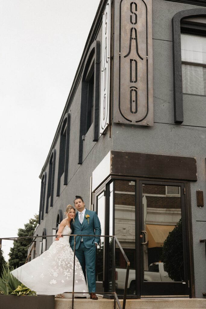 Nick Bognar and Julie Clanahan in front of Sado restaurant in St. Louis, Missouri